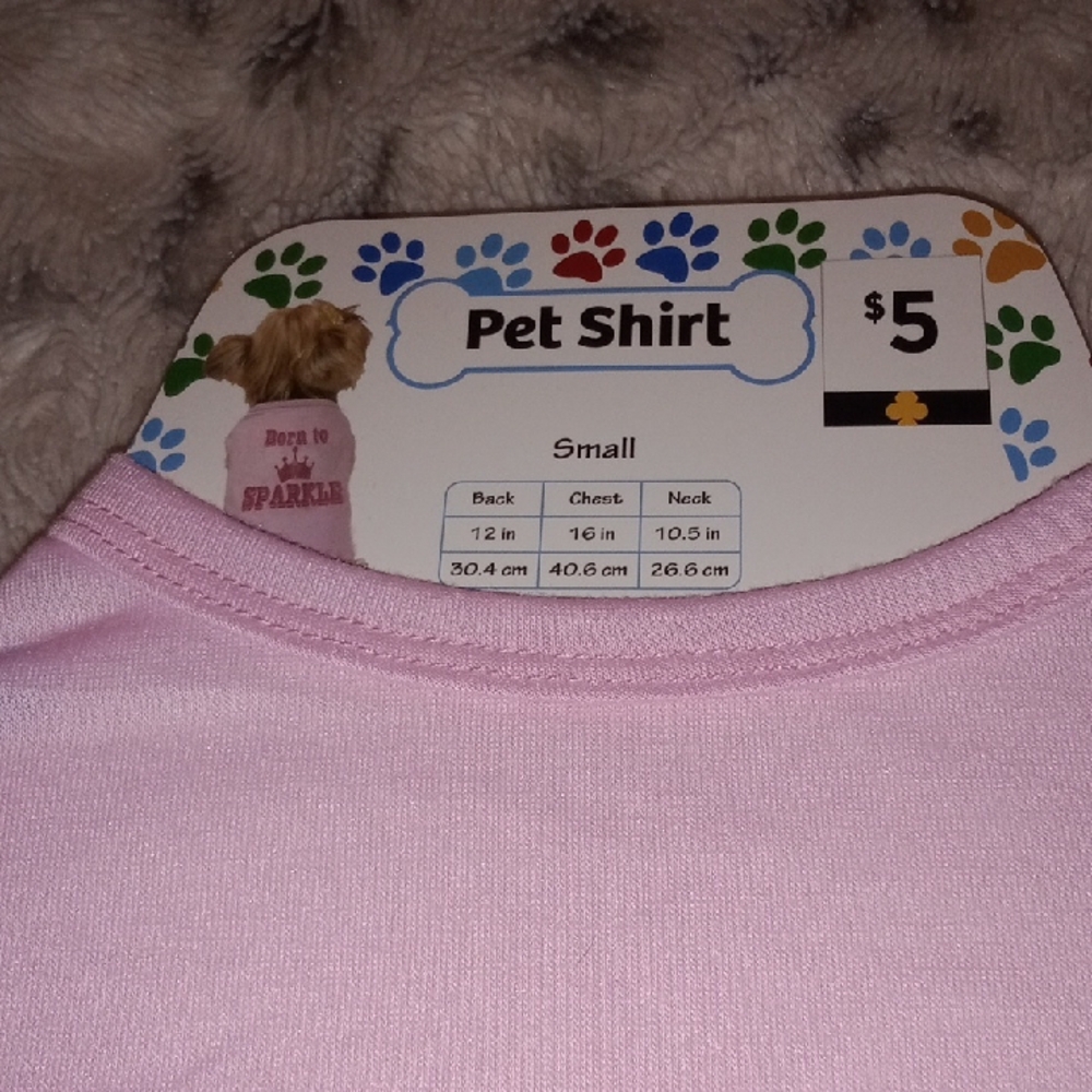 Pink 'Born to Sparkle' Dog Shirt Size Small - Picture 2 of 5